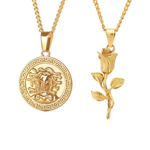 Pièce de monnaie en acier inoxydable pour hommes, bijou, boussole, <span class=keywords><strong>jésus</strong></span>, plaqué or 18K, pendentif, collier - Product Image 3
