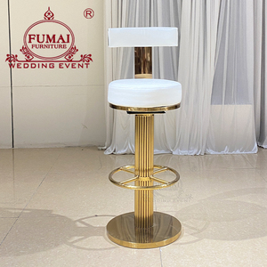 Wholesale Bar Furniture Modern White And Gold Swivel Bar <b>Stools</b> For Kitchen - Product Image 1