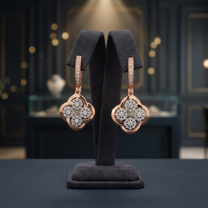Boucles d'oreilles élégantes en cristal or rose, bijoux de luxe étincelants, cadeau de mariage pour femmes et filles - Product Image 4