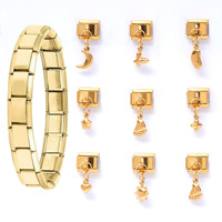 Bracelets à breloques italiennes en acier inoxydable plaqué or 18 carats, motifs animaux, fruits, fleurs, bijoux de mode