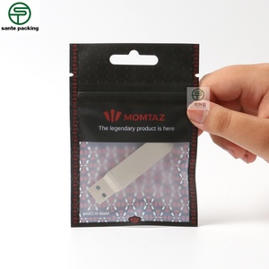 Sachet personnalisé mini mat à fenêtre ouverte, scellé sur 3 côtés, pour emballage d'écouteurs, recyclable, avec fermeture éclair supérieure - Product Image 1