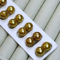 Perles d'eau douce naturelles Edison Gold de 9-16 mm, très brillantes, presque parfaites, rondes, avec légèrement de légères imperfections, vente en gros