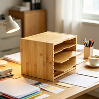 Estante de Almacenamiento de Bambú de Cuatro Niveles Personalizado, Estilo Cajonera, Adecuado para Archivos de Escritorio, Condimentos de Cocina y Clasificación de Cosméticos