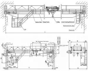 QD Model 40-50 Ton Electric Double Beam Bridge Crane A5 Heavy Duty EOT Crane