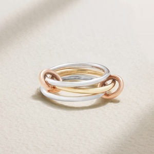 Ensemble de bagues LOZRUNVE en argent sterling 925, plaqué or vermeil minimaliste, 0,1 micron, trio de bagues reliées - Product Image 1