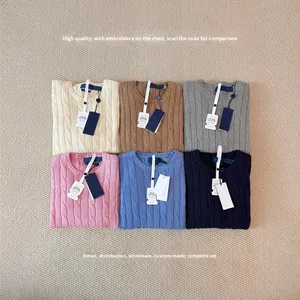 Suéter de Punto Trenzado de Alta Calidad con Cuello Redondo, Forro de Lana de Mohair, Manga Larga con Encaje, Bordado con el Logotipo de <span class=keywords><strong>RL</strong></span> para Caballos Pequeños, para Mujer, Otoño - Product Image 3