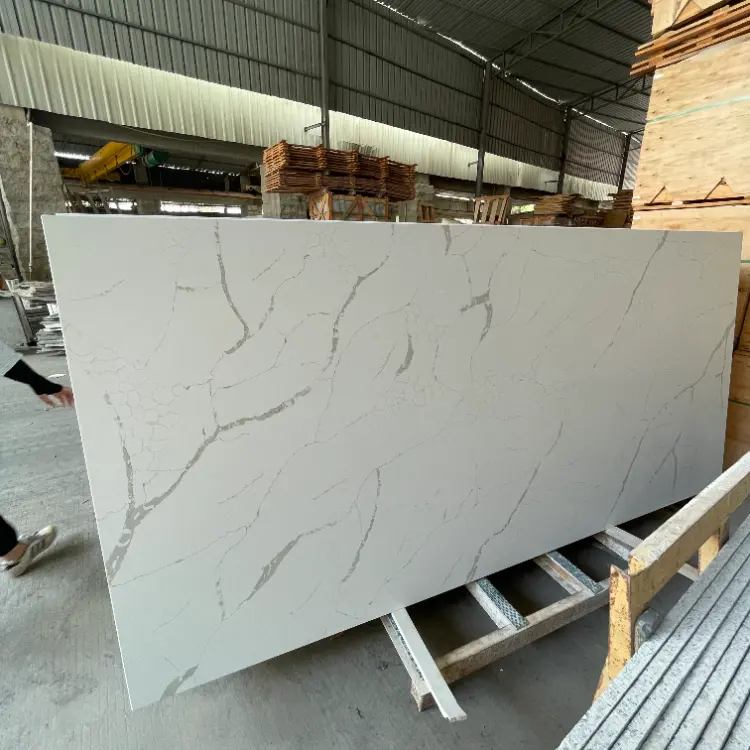 High Quality Durable White Cheap Calacatta Quartz Vanity Counter Top Countertop Stone From Vietnam