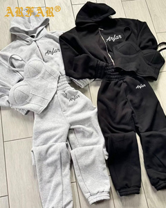 Ensemble de survêtement d'hiver <span class=keywords><strong>pour</strong></span> femmes, 3 pièces, personnalisé, 350 g/m², sweat à capuche oversize, haut corset, pantalon de survêtement, tenue de jogging <span class=keywords><strong>pour</strong></span> femmes, style streetwear - Product Image 3