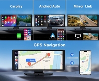 Pantalla Portátil Inalámbrica CarPlay de 10.26 Pulgadas Táctil IPS con Cámara Trasera 1080P y Dashcam, Monitor para Coche 2 en 1 con CarPlay y Android Auto