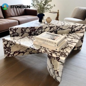 Tavolino da Salotto Moderno in <span class=keywords><strong>Pietra</strong></span> Naturale StoneSun, Lussuoso Tavolo da Caffè in Marmo per Soggiorno - Product Image 3