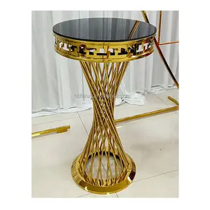 Venta caliente soporte de exhibición de pastel con base de metal dorado para decoración de bodas y fiestas