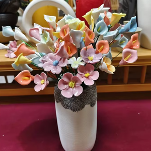 Flores Pequeñas de Cerámica Plástica, Hechas a Mano con Técnica de Pinzado a Alta Temperatura, Creativas, Eternas, Simples, Pintadas - Product Image 5