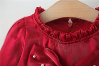 Robe de princesse à nœud papillon rouge 3D avec rose, tenue de fête mignonne pour bébé fille, printemps-automne