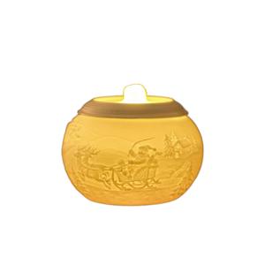 <span class=keywords><strong>Lampada</strong></span> Aromatica LED Natalizia in Porcellana Traslucida con Renna e Slitta di Babbo Natale in Rilievo, Luce Notturna per Decorazioni Festive - Product Image 1