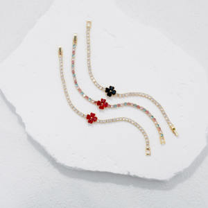 Pulsera de Trébol de Cuatro Hojas con Diamantes de Lujo, Color Flor, 3MM, 18CM, Pulsera de Oro, Circonita Cúbica, Pulsera de Tenis con Flor Arcoíris - Product Image 3