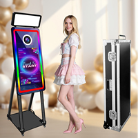 Fortschrittliche Kleine Magic Mirror Fotobox Kompatibel mit Kamera und Drucker Sofortdruck Selfie-Spiegel Fotoautomat