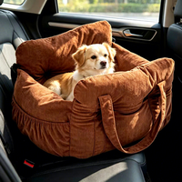 Sac de transport pour animaux de compagnie, velours côtelé, lit pour chien rouge bordeaux, coussin de siège passager, sécurité automobile en extérieur, lit de voiture, lit pour chat