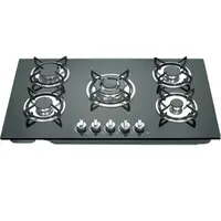 Built-in Gas Hob 5 burner tempered glass hob High quality tough Gas cooker chimney