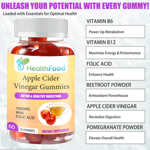Gomitas de Vinagre de Sidra de Manzana de Alta Calidad con Vitamina B6 para Aumentar la Potencia Antioxidante, Gomitas para Bajar de Peso, No Aptas para Mujeres Embarazadas - Product Image 3