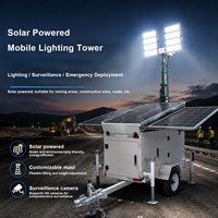 Tour d'éclairage solaire, mât télescopique électrique, tour d'éclairage mobile alimentée par énergie solaire avec CCTV, exploitation minière