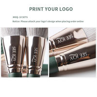 Ensemble de 14 pinceaux de maquillage, manche vert, virole en aluminium argenté, étui en cuir PU, 2025, nouveau, tendance, haute qualité, vente en gros, beauté