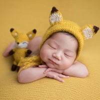 Bonnet tricoté vintage en forme de cerf, jouet renne en peluche, bonnet extensible doux pour la photographie de nouveau-né, accessoire photo bébé, bonnet animal