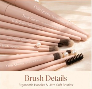 DailyQueen – Ensemble de 19 pinceaux de maquillage roses véganes, poils synthétiques doux, format voyage, pour fond de teint, <span class=keywords><strong>crayon</strong></span> à sourcils et estompage - Product Image 3