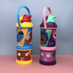 Botella <span class=keywords><strong>de</strong></span> Agua Portátil 3D <span class=keywords><strong>de</strong></span> Plástico Creativa para Niños y Niñas, Vaso Sublimable con Asa y Contenedor para Snacks - Product Image 3