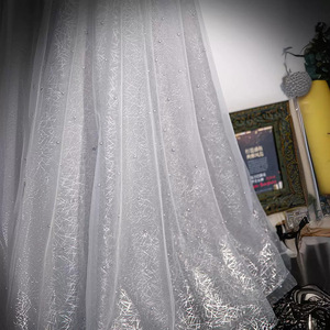 Grey Off The Shoulder Ball Gown Evening Dress With Ruffles Embroidered Organza Natural Waistline For Banquets And Performances - Product Image 4