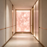 Vente en gros de panneaux décoratifs en PETG rose, papier Dupont, feuille intercalaire en fibre translucide pour revêtement mural, taille personnalisée disponible