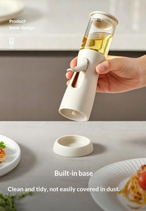 Pulvérisateur d'huile innovant sans paille, type pression, bouteille en verre atomisatrice, vaporisateur d'huile rond à vortex 3D pour la cuisine domestique - Product Image 2