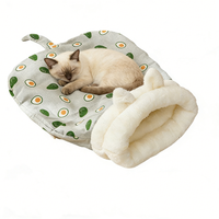 Coussin pour chat et chien à motif de dessin animé, en velours, personnalisé, en coton épais, lavable, amovible, pour l'hiver