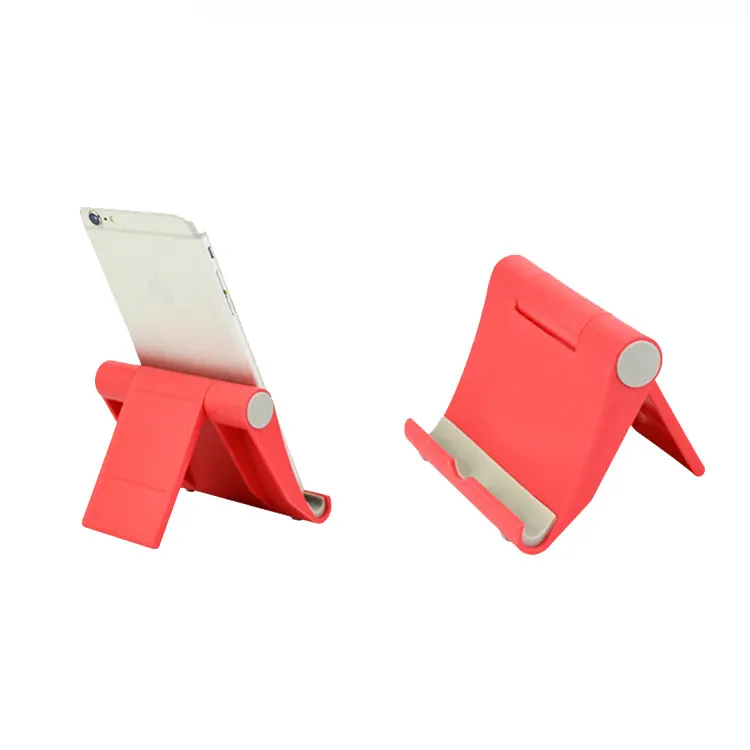 Draagbare Mini Mobiele Telefoon Stand Desk Rood Kleine Abs En Siliconen Smartphone Houder Gedrukt Logo