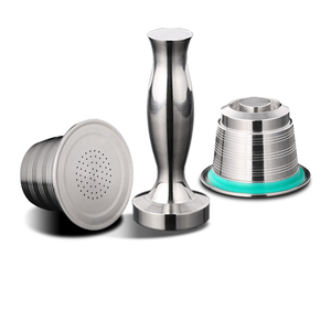 Réutilisable 2 Pods 1 Tamper Wareset Capsules de Café en Acier Inoxydable Outil <span class=keywords><strong>Barista</strong></span> pour Café Nespresso Pod Recharge Filtres à Café - Product Image 1