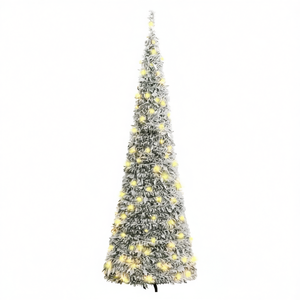 Sapin de Noël artificiel floqué Pop-Up de 70,9 pouces de haut avec 150 lumières LED blanc chaud, arbre de Noël d'intérieur en pin - Product Image 1