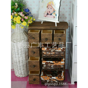Armoire de rangement en bois à 9 tiroirs en bois de Paulownia, meuble de salon et de chambre à coucher, organisateur de rangement marron - Product Image 1