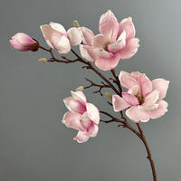 Vente directe usine – Grande branche de magnolia artificielle en soie de 98 cm, fleur douce de style chinois, idéale pour la décoration intérieure et les mariages