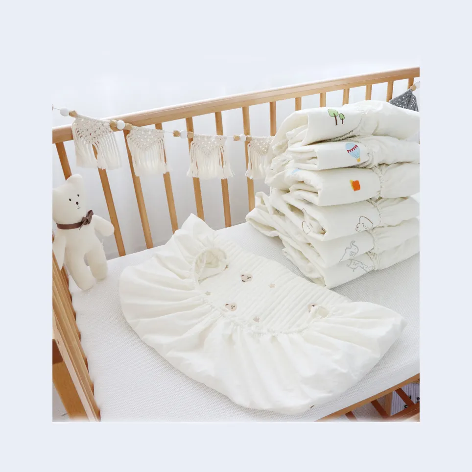 Drap de lit en mousseline de coton biologique 100% unisexe, housse de lit en coton matelassé pour bébé, drap de lit pour nouveau-né, épais, couverture de matelas de berceau