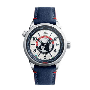 Reloj Mecánico Automático GMT Unisex con Logotipo Personalizado, Cristal de Zafiro, Resistente al Agua 5BAR, Caja de Aleación, Correa de Cuero, Hora Mundial - Product Image 2