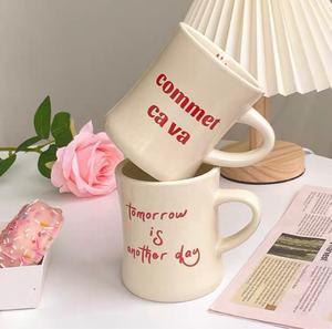 Tazza da caffè retrò con logo personalizzato tazza da caffè in ceramica a vita piccola - Product Image 5