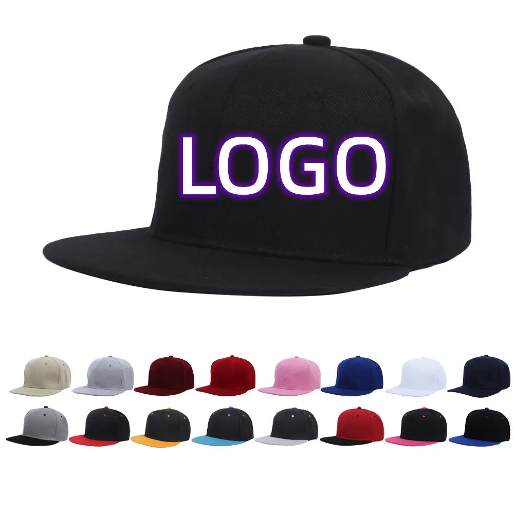 Logo personnalisé de haute qualité 3d personnalisé broderie 6 panneaux uni hiphop snap back sport snapback caps chapeau