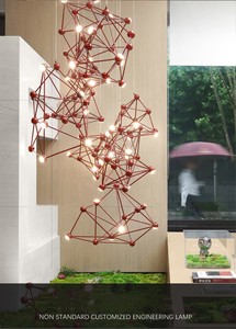 Lampe suspendue en fer industriel antique de couleur rouge de style gene de forme spéciale adaptée au projet et au salon - Product Image 2