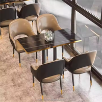 Meubles de restaurant de luxe ensemble de canapés noir aspect marbre table à manger et chaises banquette pour Club café pub bar