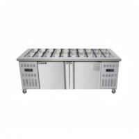 Table de préparation réfrigérée commerciale multifonctionnelle en acier inoxydable portable et personnalisable pour la présentation de salades et la conservation des aliments congelés