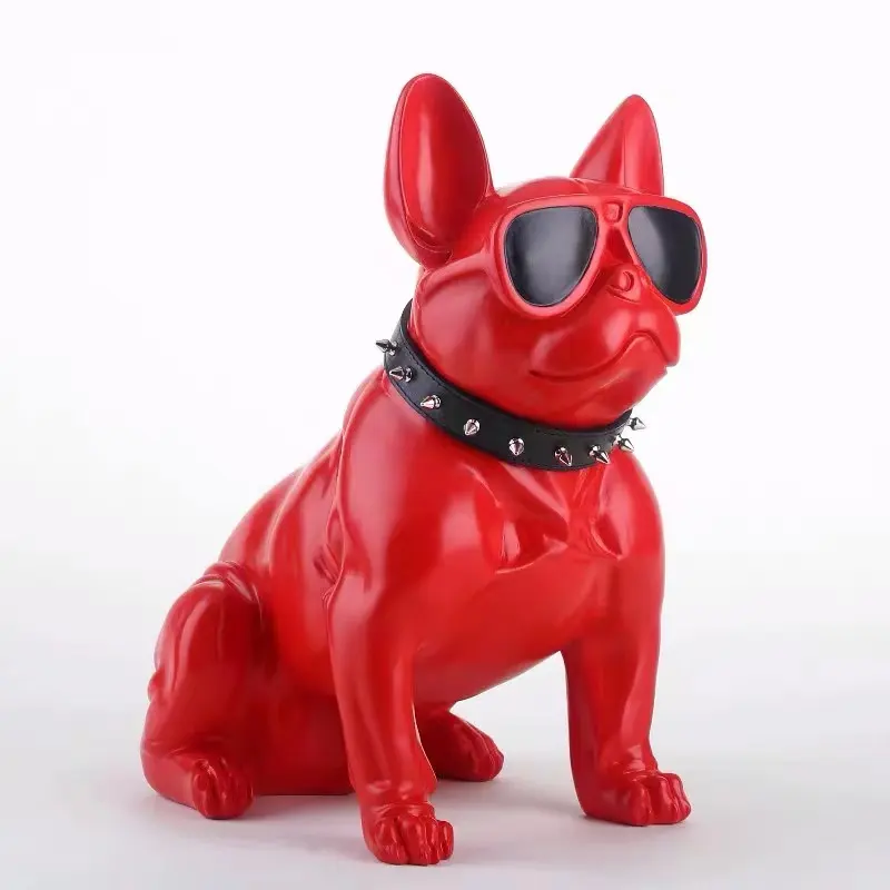 Estatua de bulldog Francés de fibra de vidrio, decoración para exteriores, color personalizado, grande
