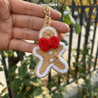 Ornamen Natal Manusia Roti Jahe Rajutan Tangan, Dekorasi Gantung Benang Lucu, Hadiah Liburan Grosir