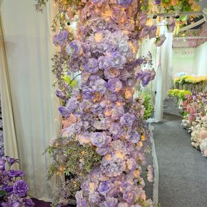 Bouquet de roses artificielles violettes, marguerites et pivoines Monet Garden, décoration de mariage, arrangement floral en soie PVC fait main - Product Image 4