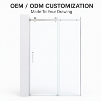 Porte de douche coulissante avec grandes roulettes, profilé en aluminium, verre trempé, cabine de douche droite moderne, sur mesure, vente en gros