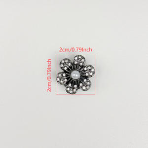 Ingrosso a 3 colori con bottoni a scatto a forma di fiore lucide perle artificiali in zirconi per camicie compleanni - Product Image 3