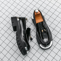 Chaussures pour hommes grandes tailles, chaussures en cuir à lacets tendance, baskets décontractées blanches pour étudiants, mocassins rehaussants pour le commerce international